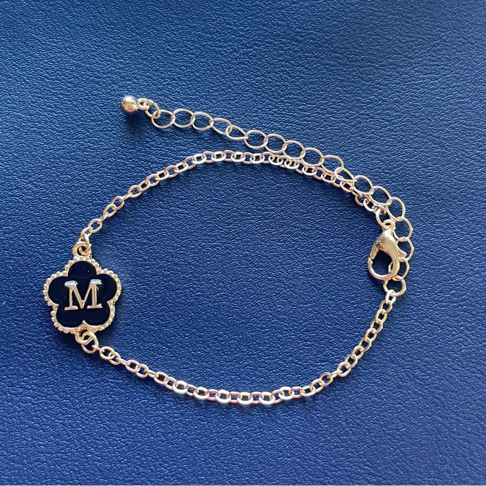 Brand New Clover Initial Letter M Chain Bracelet